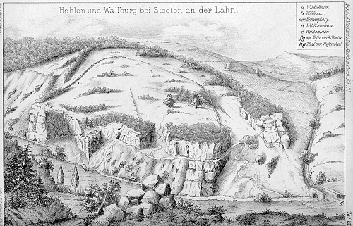 Die Höhlen von Steeden, aus: Annal.d.Verein f.Nass.Alterth.u.Gesch.XV 1919 - links Wildscheuer, rechts Wildhaus